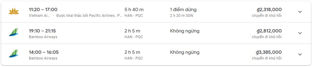 Bảng giá tham khảo vé máy bay từ Hà Nội